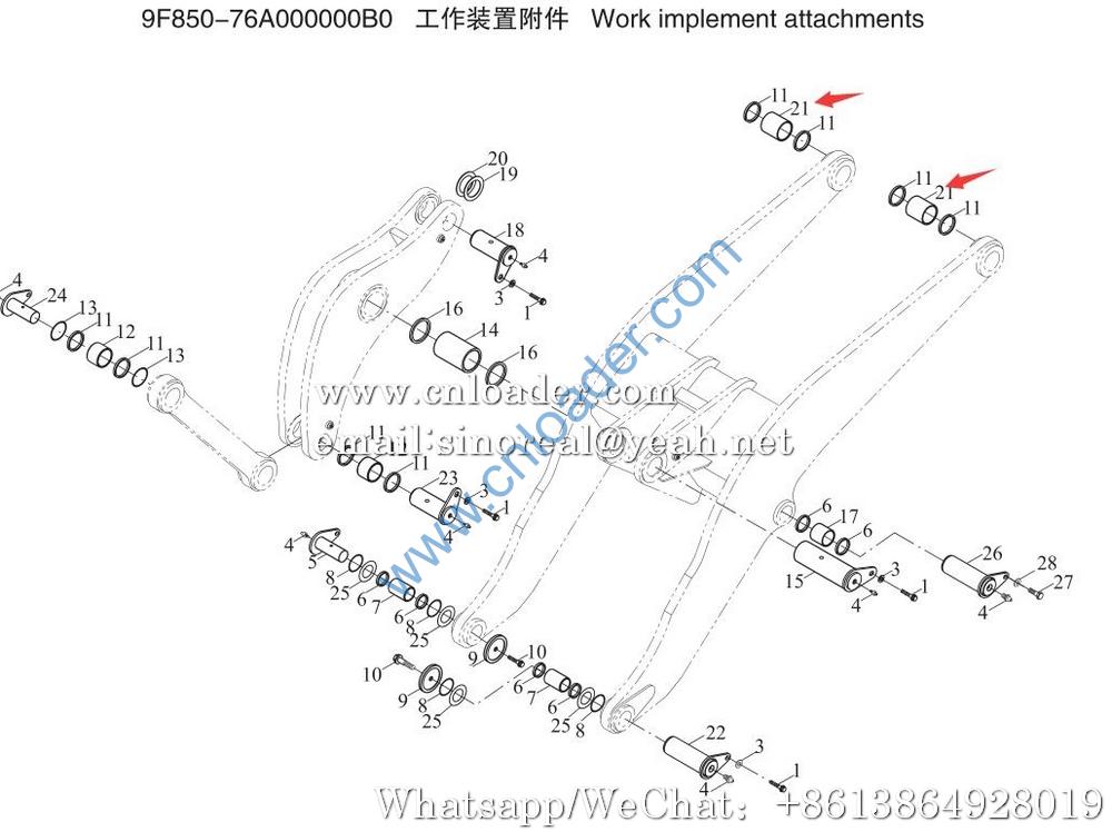 Foton Lovol boom rear bushing 9F850-76A000010A0